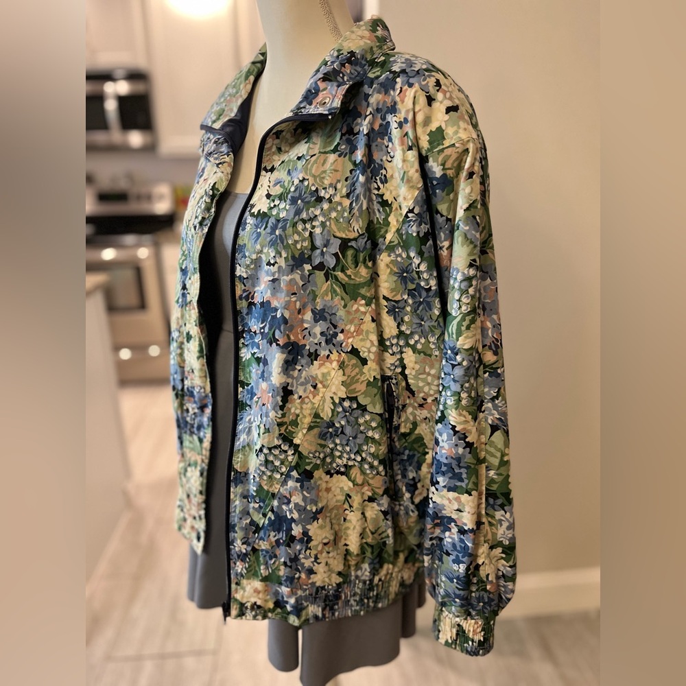 Rare Find! Vintage Ribbons Floral Lined Windbreaker Jacket - Size Large - Picture 14 of 17